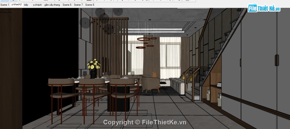 nội thất phòng khách su,Sketchup nội thất phòng bếp,nội thất phòng bếp,Su phòng khách bếp