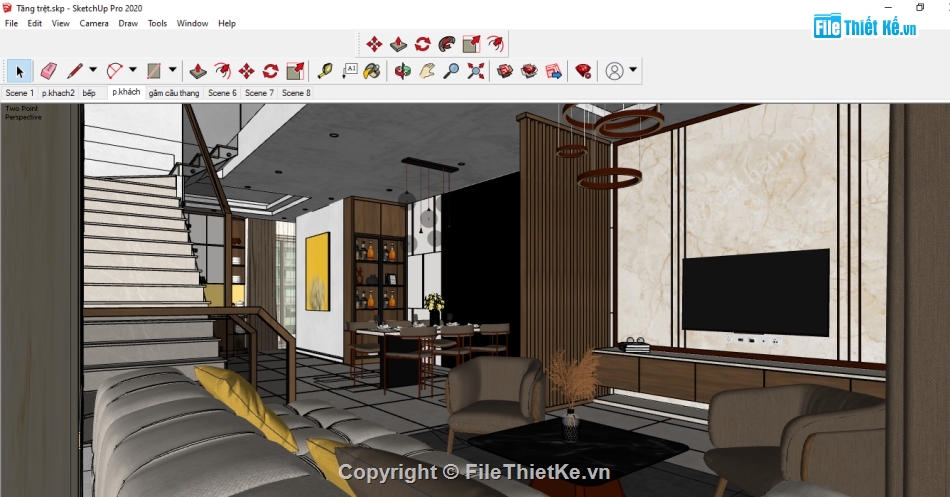 nội thất phòng khách su,Sketchup nội thất phòng bếp,nội thất phòng bếp,Su phòng khách bếp