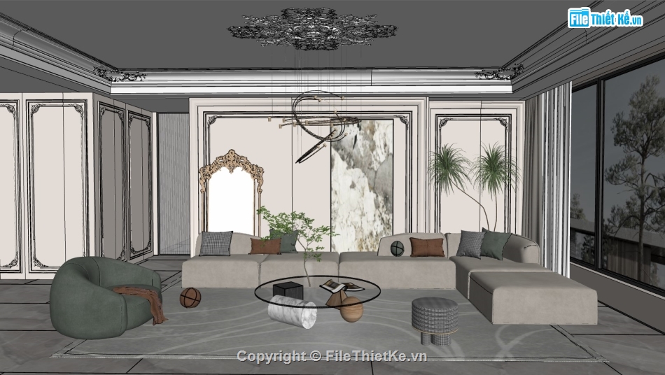 su phòng khách,sketchup phòng khách,phòng khách
