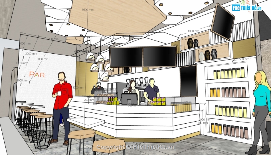 su quán coffee,sketchup quán coffee,quán coffee