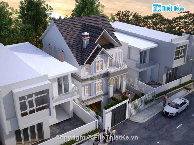 biệt thự 2 tầng,File sketchup biệt thự 2 tầng,sketchup biệt thự 1 tầng,sketchup biệt thự,biệt thự SU,biệt thự sketchup