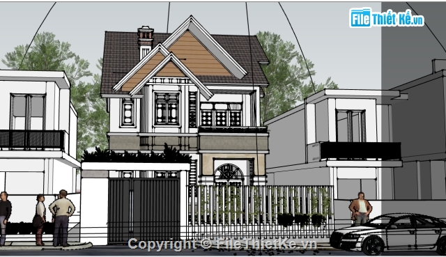 biệt thự 2 tầng,File sketchup biệt thự 2 tầng,sketchup biệt thự 1 tầng,sketchup biệt thự,biệt thự SU,biệt thự sketchup