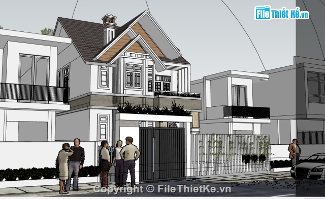 biệt thự 2 tầng,File sketchup biệt thự 2 tầng,sketchup biệt thự 1 tầng,sketchup biệt thự,biệt thự SU,biệt thự sketchup