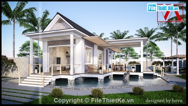 biệt thự vườn,Sketchup nhà vườn,Sketchup,Biệt thự,file Sketchup Biệt thự