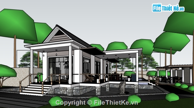 biệt thự vườn,Sketchup nhà vườn,Sketchup,Biệt thự,file Sketchup Biệt thự