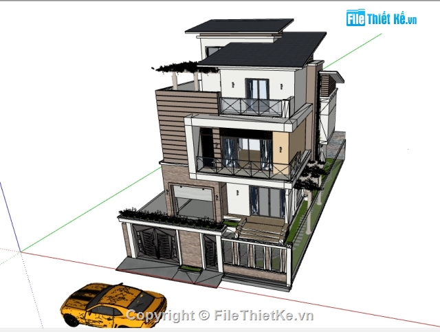 nhà phố sketchup,biệt thự 3 tầng,biệt thự phố,nhà biệt thự,biệt thự nhà phố,biệt thự sketchup