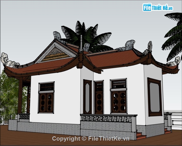 nhà từ đường,thiết kế từ đường,Su từ đường,file sketchup nhà từ đường