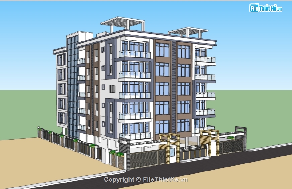 nhà 6 tầng,tòa nhà 6 tầng,su tòa nhà,sketchup tòa nhà