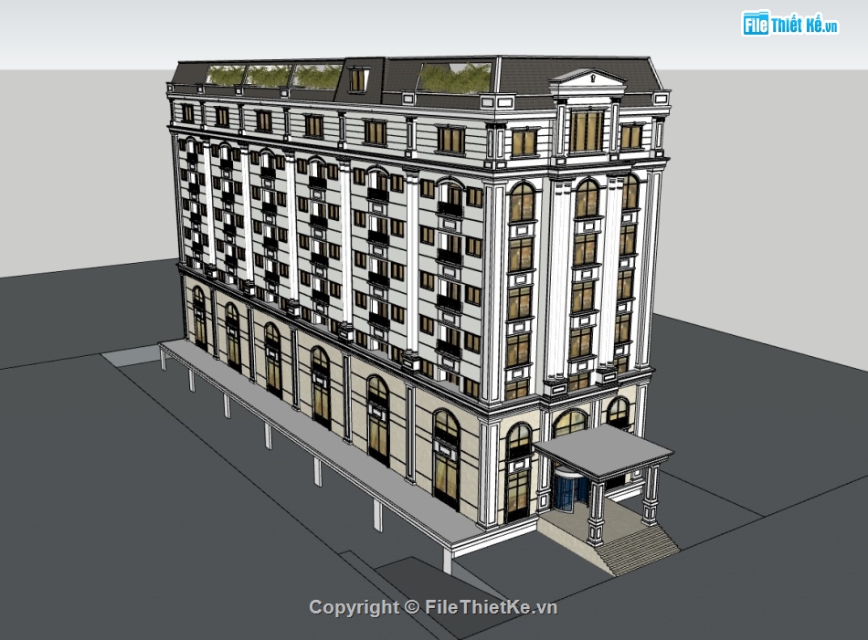 tòa nhà 8 tầng,su tòa nhà,sketchup tòa nhà,su tòa nhà 8 tầng