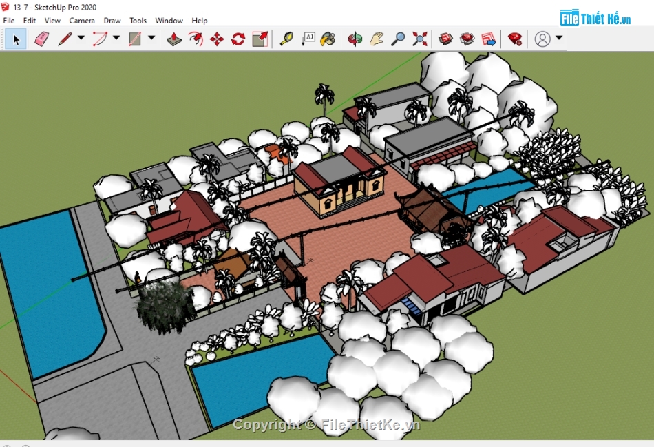 công trình chùa,File su chùa,Su chùa,file sketchup chùa