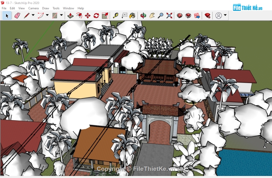 công trình chùa,File su chùa,Su chùa,file sketchup chùa