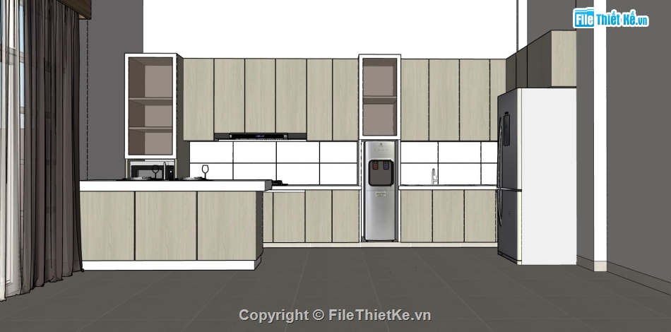 nội thất phòng bếp,file sketchup nội thất phòng bếp,phối cảnh nội thất phòng bếp,thiết kế nội thất phòng bếp