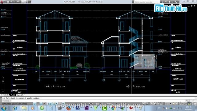 nhà 4 tầng,4 tầng,nhà thư viện 4 tầng,nhà lệch 4 tầng,nhà kích thước 11x18m,cad nhà 4 tầng