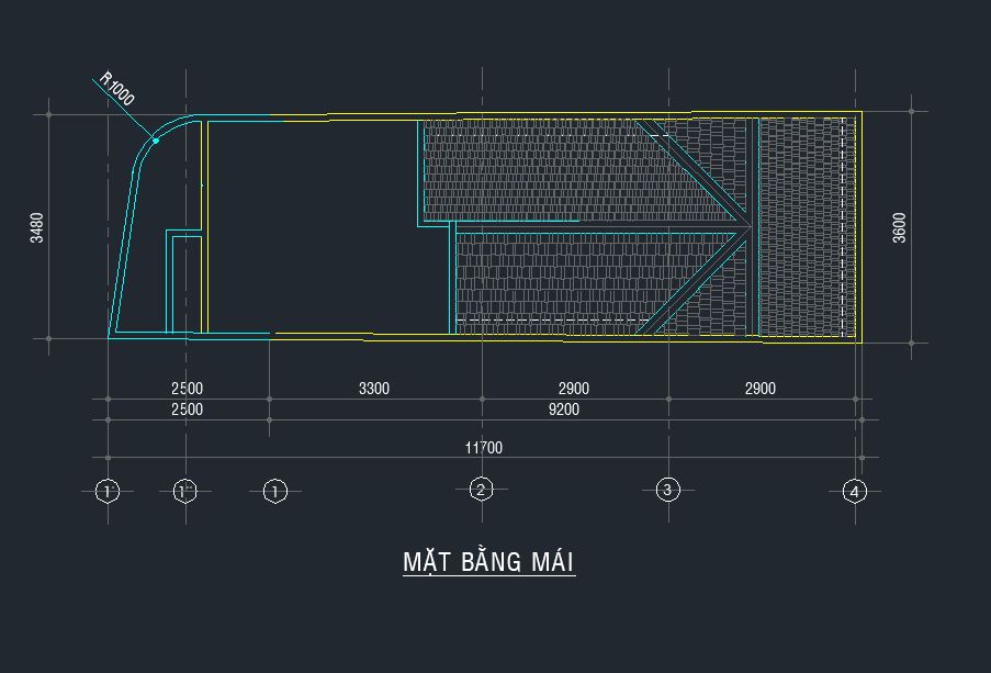 File thiết kế,Bản vẽ thi công,nhà 03 tầng 3.6x11.7m