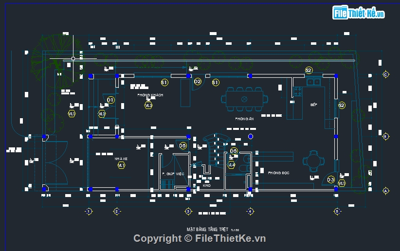 Thiết kế biệt thự 3 tầng 7.5x16m,file cad thiết kế nhà 3 tầng,biệt thự 3 tầng thiết kế file autocad