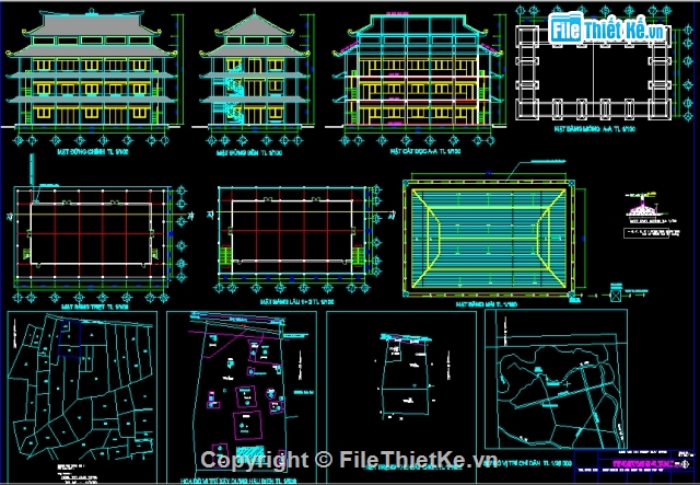 File thiết kế,chi tiết đình chùa,thiết kế chùa 3 tầng,kiến trúc và kết cấu chùa 3 tầng