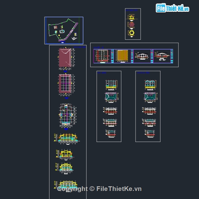 file cad đầy đủ,file thiết kế đình chùa,thiết kế chùa,3dmax chùa