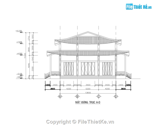 file cad đầy đủ,file thiết kế đình chùa,thiết kế chùa,3dmax chùa