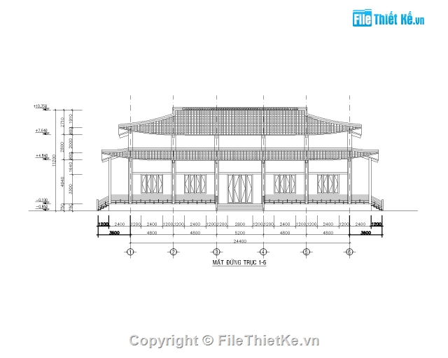 file cad đầy đủ,file thiết kế đình chùa,thiết kế chùa,3dmax chùa