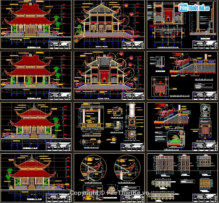 Đền thờ liệt sỹ,thiết kế đền thờ,bản vẽ thiết kế đền thờ