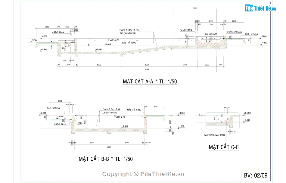 Thiết kế hồ bơi,thi công hồ bơi,bản vẽ hồ bơi,file cad thiết kế hồ bơi