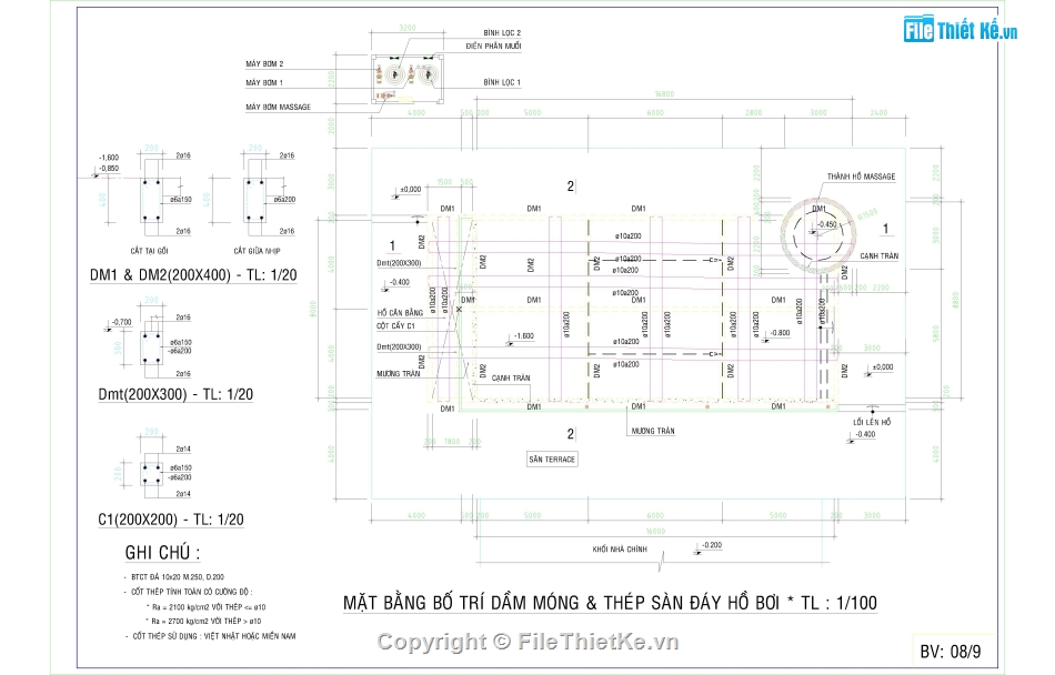 Thiết kế hồ bơi,thi công hồ bơi,bản vẽ hồ bơi,file cad thiết kế hồ bơi