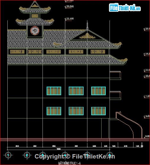 kiến trúc chùa vĩnh quang,file cad kiến trúc,chùa vĩnh quang quận 12