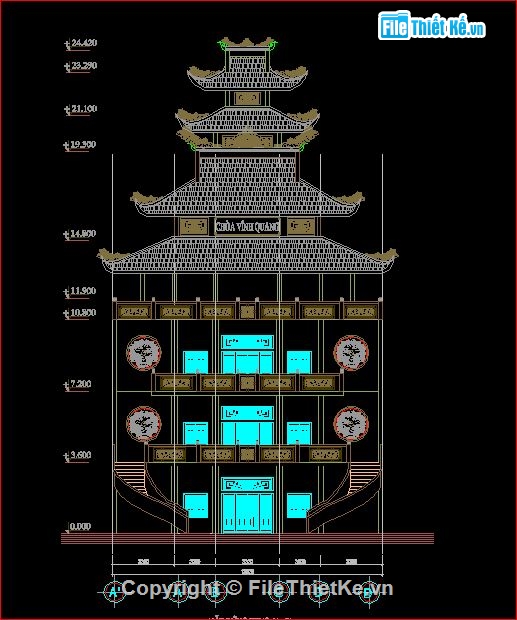 kiến trúc chùa vĩnh quang,file cad kiến trúc,chùa vĩnh quang quận 12