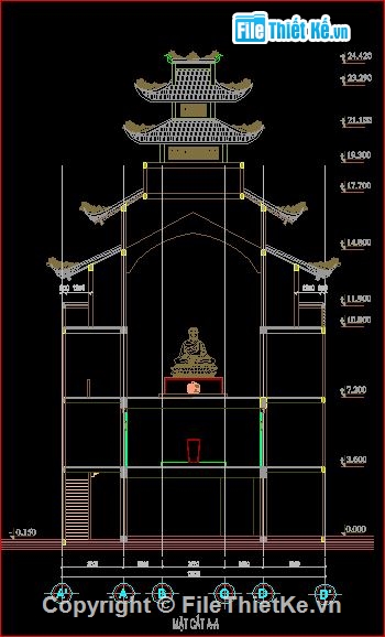 kiến trúc chùa vĩnh quang,file cad kiến trúc,chùa vĩnh quang quận 12