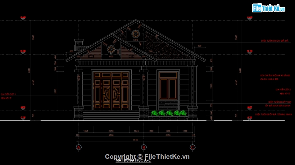 kiến trúc biệt thự,kiến trúc 1  tầng,biệt thự mái thái 1 tầng,file cad biệt thự 1 tầng,bản vẽ biệt thự 1 tầng