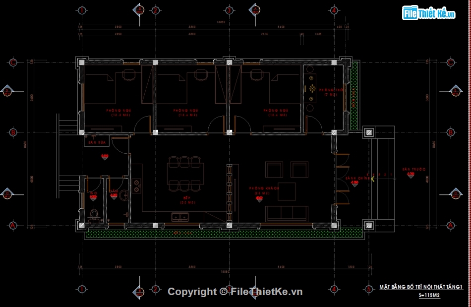 kiến trúc biệt thự,kiến trúc 1  tầng,biệt thự mái thái 1 tầng,file cad biệt thự 1 tầng,bản vẽ biệt thự 1 tầng