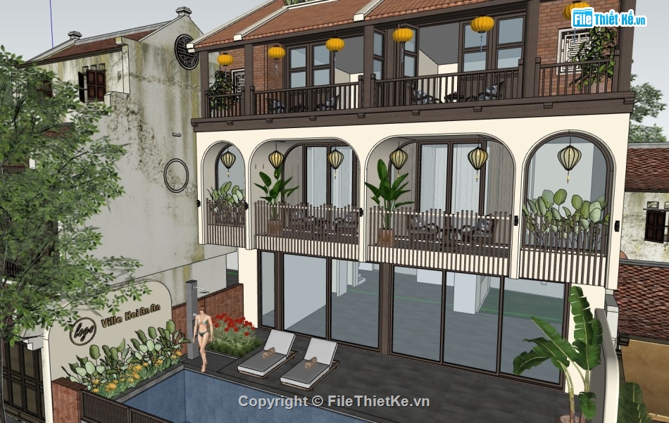 thiết kế ngoại thất,ngoại thất villa,bản vẽ ngoại thất