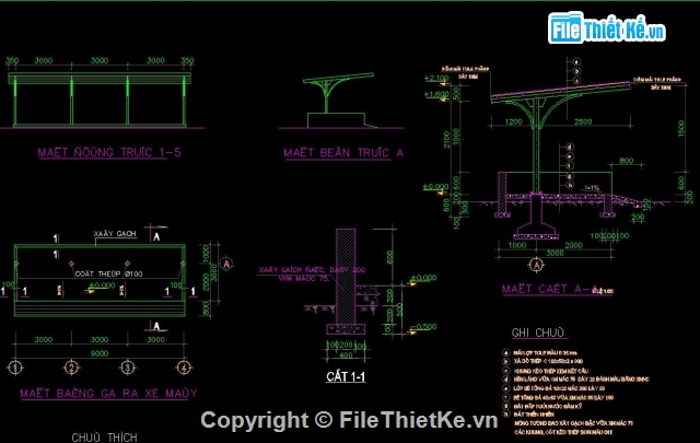 xe máy,nhà để xe,Thiết Kế Nhà để xe,nhà để xe nhân viên và khách,thiết kế nhà để xe