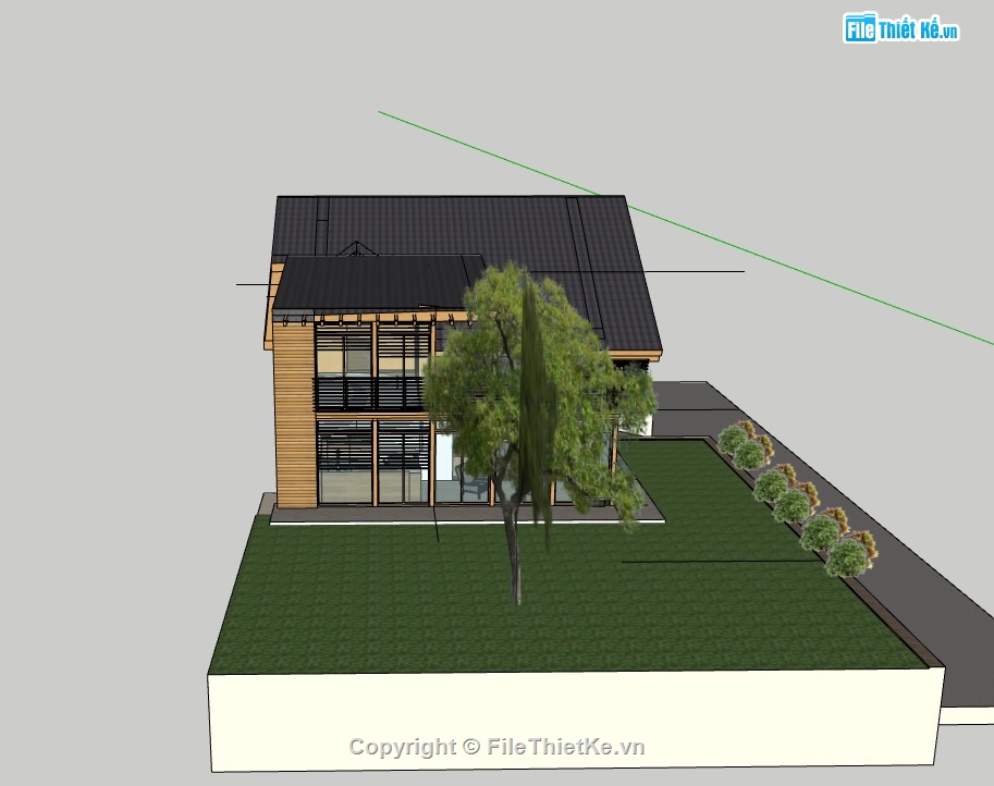 su nhà gỗ,sketchup nhà gỗ,su nhà gỗ 2 tầng