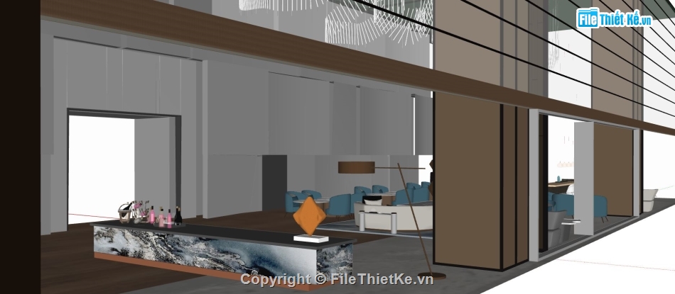 nhà hàng hiện đại,nội thất nhà hàng đẹp,sketchup nhà hàng đẹp