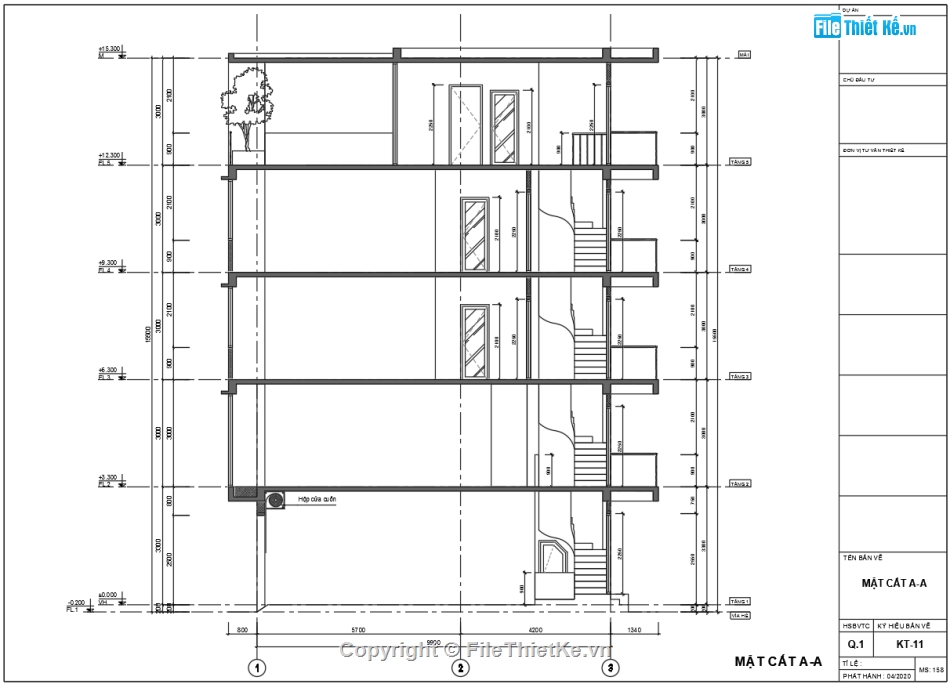 FIle bản vẽ nhà ống 5 tầng,Thiết kế nhà ống 5 tầng đẹp,Bản vẽ cad thiết kế nhà ống đẹp,File cad nhà ống mặt tiền 3.7m,Bản vẽ nhà phố  3.7x10m