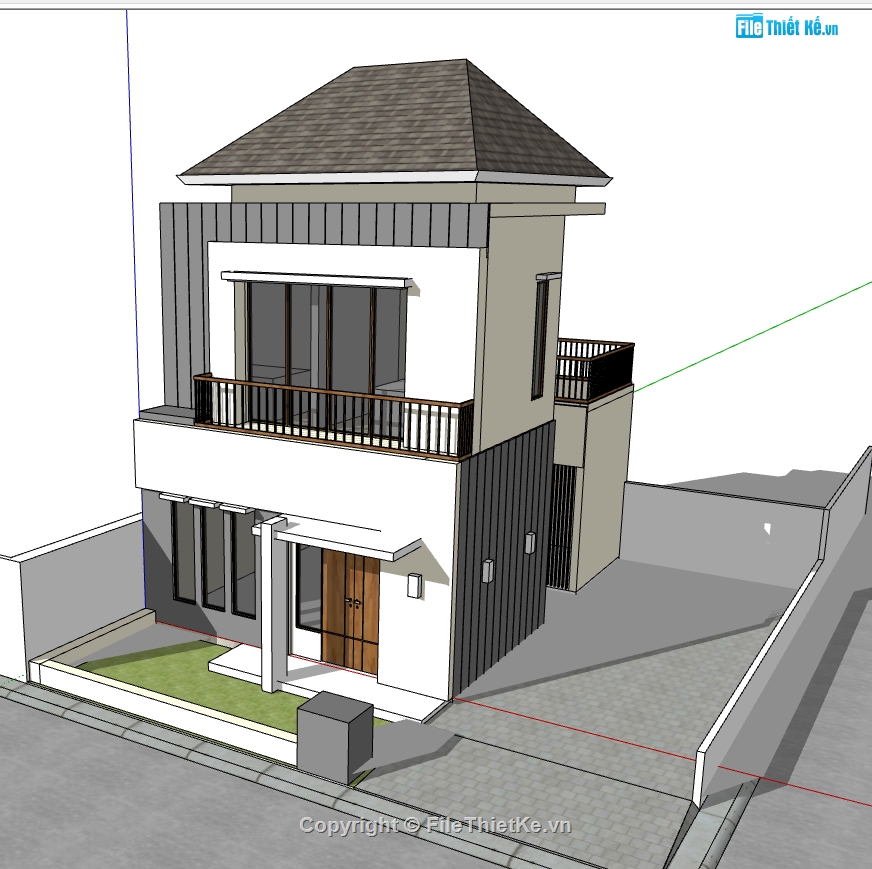 nhà phố 2 tầng,su nhà phố,sketchup nhà phố,thiết kế nhà phố 2 tầng