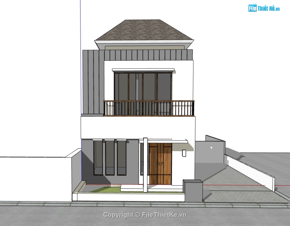 nhà phố 2 tầng,su nhà phố,sketchup nhà phố,thiết kế nhà phố 2 tầng