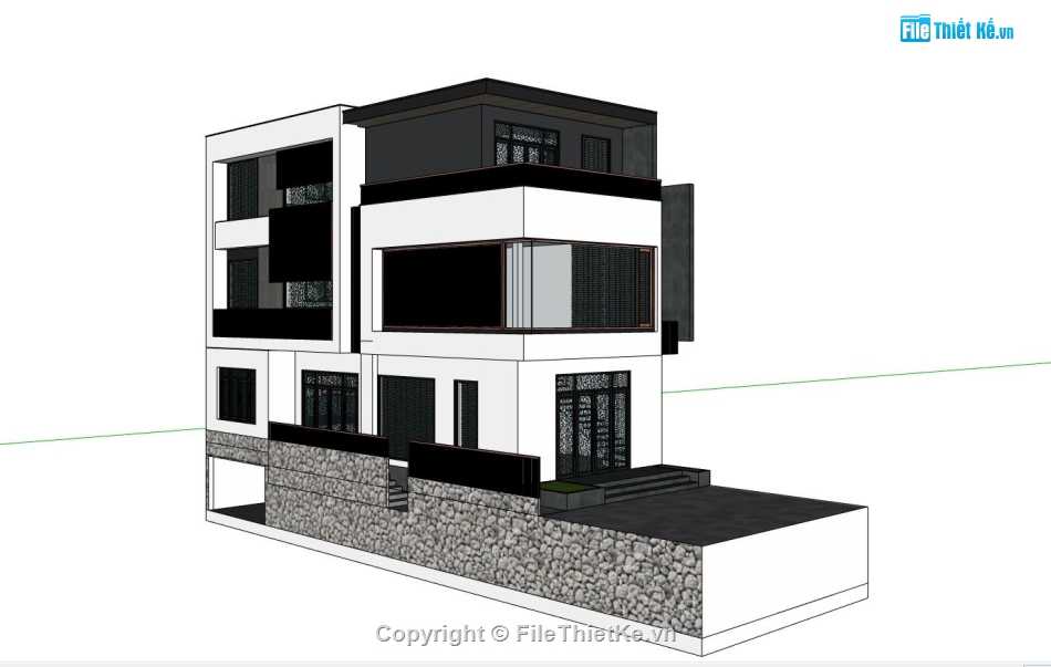 file sketchup nhà phố,mẫu nhà phố hiện đại,nhà phố 3 tầng,thiết kế nhà phố 3 tầng