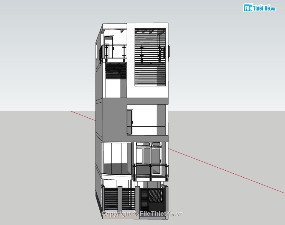 nhà phố 5 tầng,thiết kế nhà 5 tầng,mẫu sketchup nhà phố