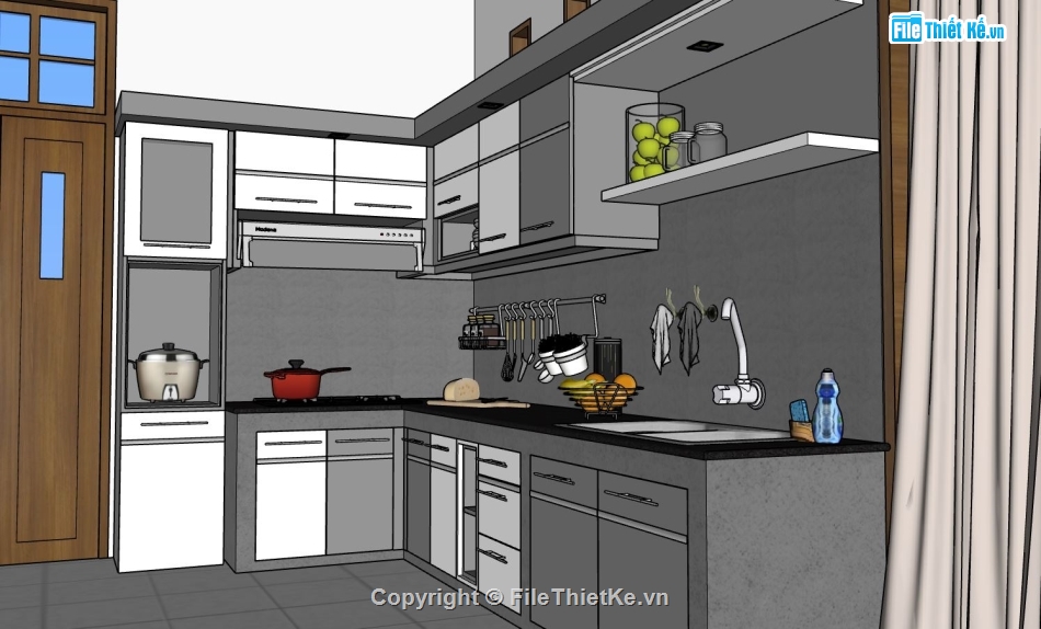 thiết kế nội thất nhà bếp,File sketchup nội thất,nội thất nhà bếp đẹp,file sketchup nhà bếp