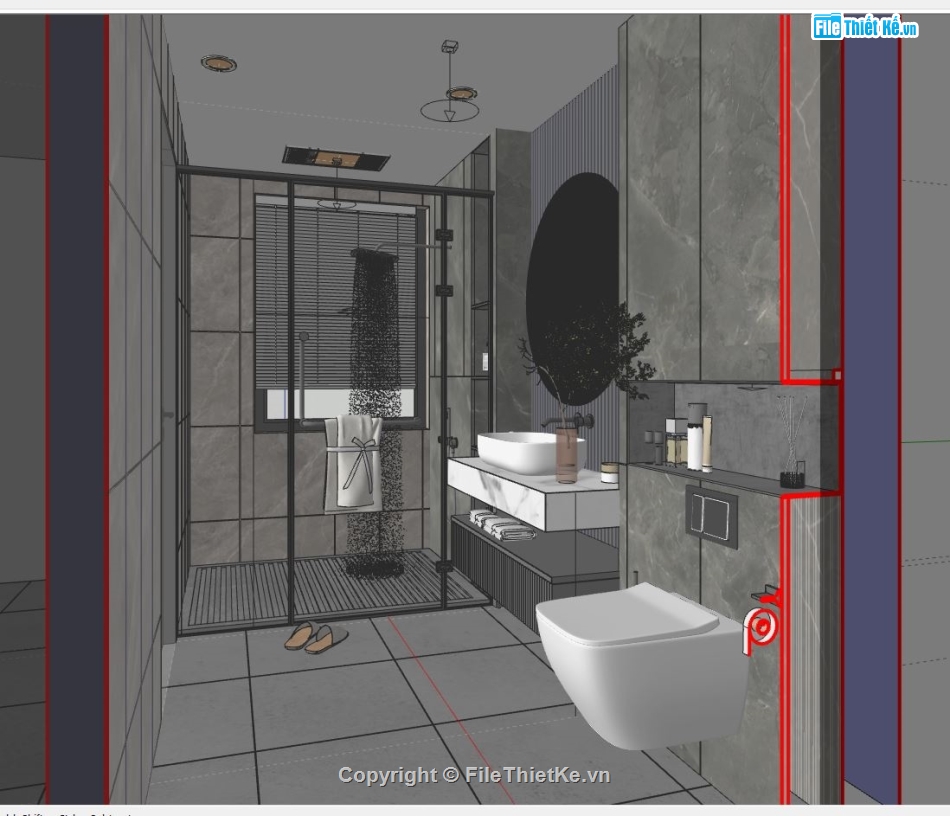 nội thất nhà wc,thiết kế nội thất vệ sinh đẹp,sketchup nội thất nhà vệ sinh