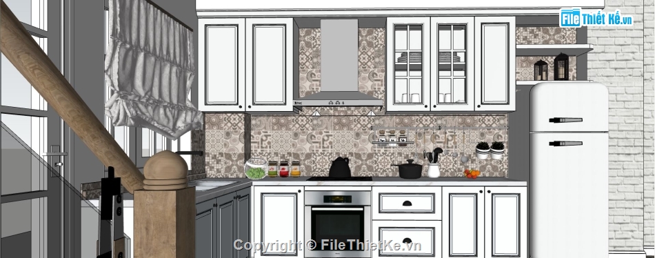 thiết kế nội thất nhà bếp,nội thất phòng bếp,thiết kế phòng bếp hiện đại,file sketchup phòng bếp