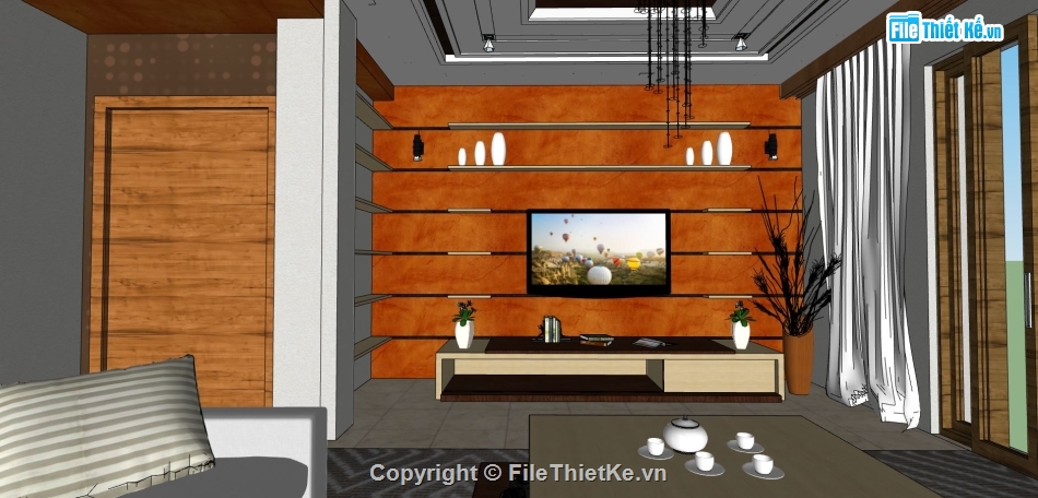nội thất phòng khách,thiết kế nội thất phòng khách,phòng khách hiện đại,mẫu sketchup phòng khách
