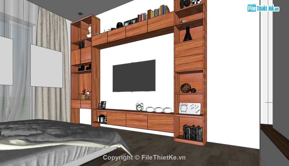 nội thất phòng ngủ,thiết kế phòng ngủ hiện đại,file su phòng ngủ,phòng ngủ sketchup