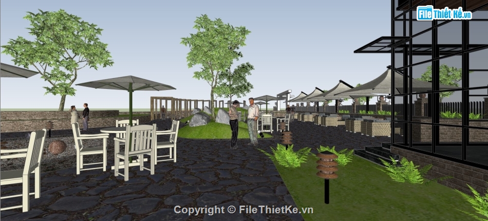 quán coffee,ngoại thất coffee,sketchup nội thất quán cà phê,phối cảnh quán cafe