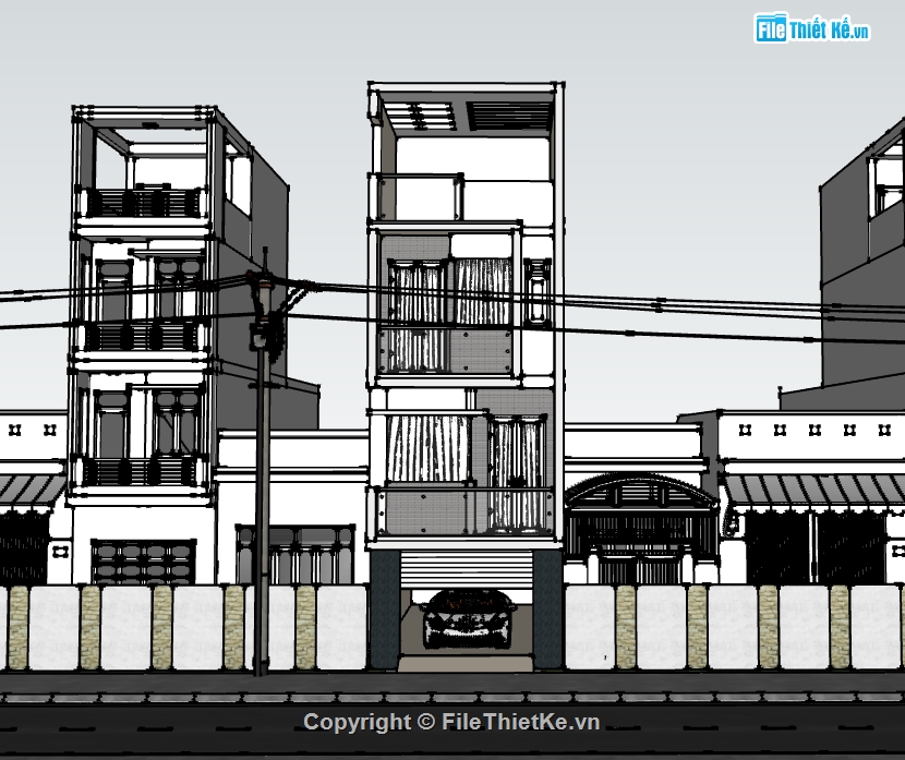 File thiết kế,nhà 4 tầng,su nhà phố