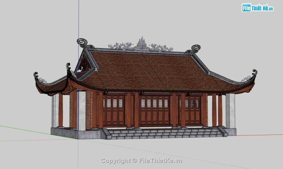 thiết kế chùa,phối cảnh chùa sketchup,dựng mẫu chùa su