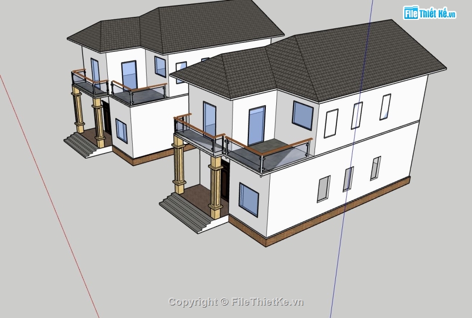 nhà phố 2 tầng,file su nhà phố 2 tầng,mẫu sketchup nhà phố 2 tầng