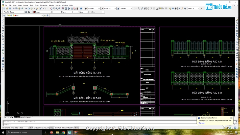 tường rào,chi tiết tương rào+ dự toán,file cad tường rào,cad tường rào